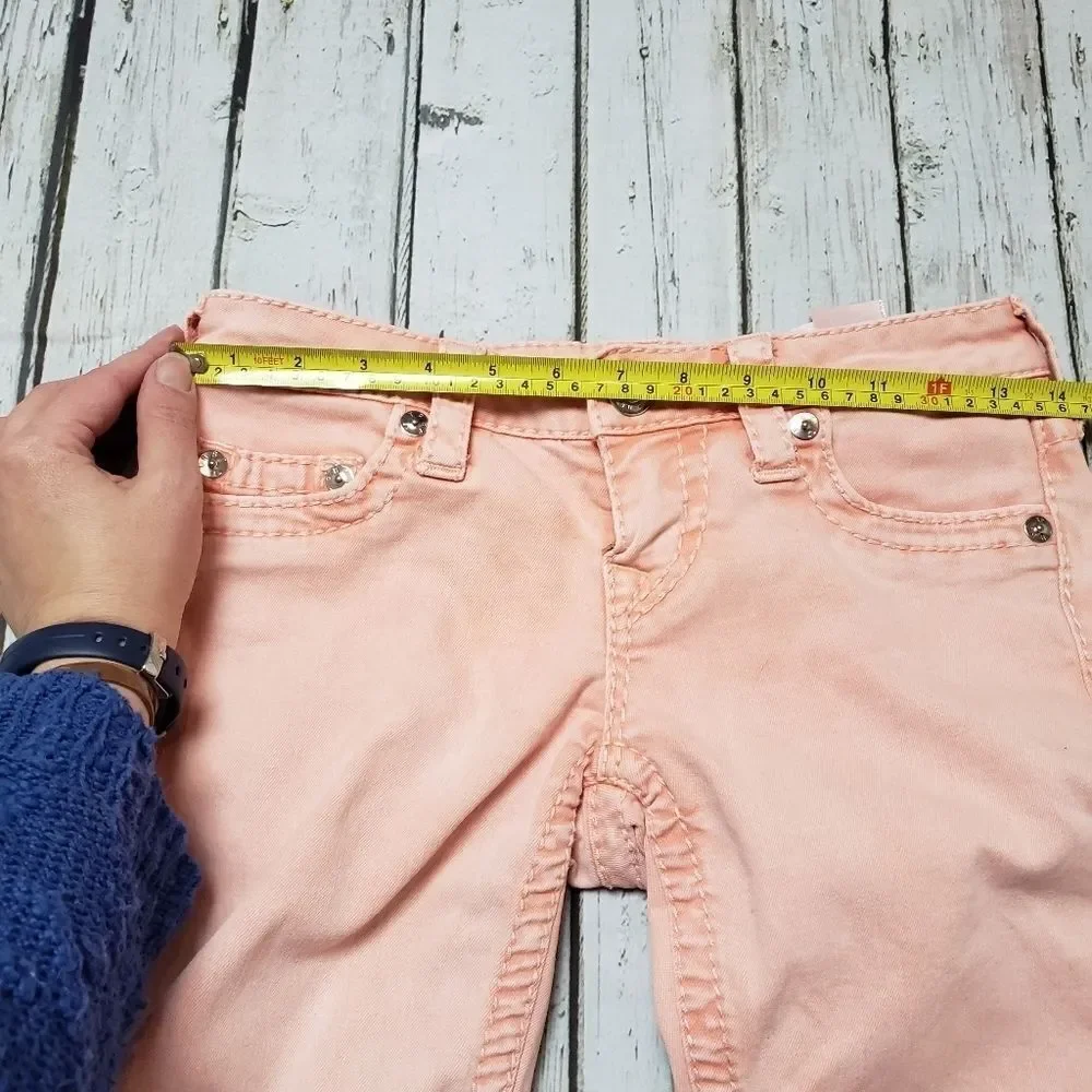 Vintage True Religion Coral Pink Skinny Jeans Size 26 Y2K Stretch - Picture 13 of 13